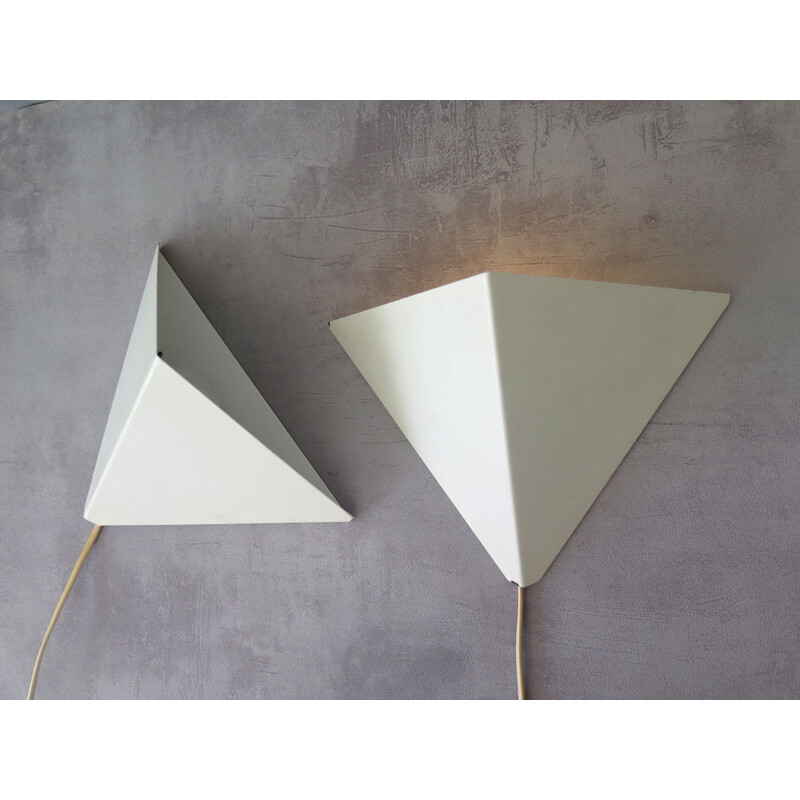 Pair of vintage white wall lamps, Denmark 1970s