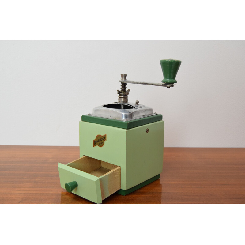 Vintage wood and metal coffee grinder, Germany 1950