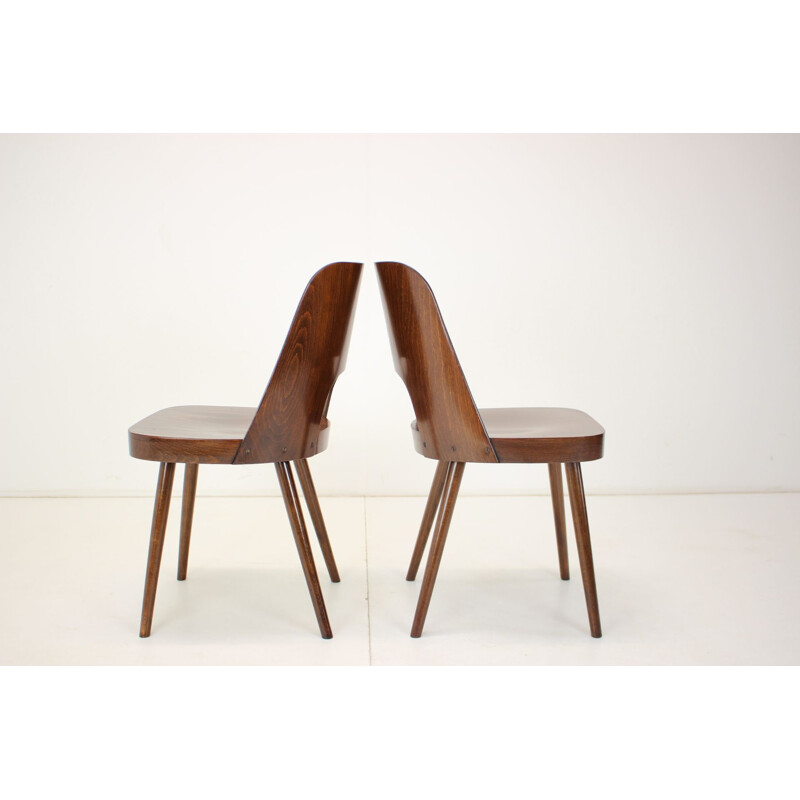 Pair of vintage wood dining chairs by Oswald Haerdtl, Czechoslovakia 1962