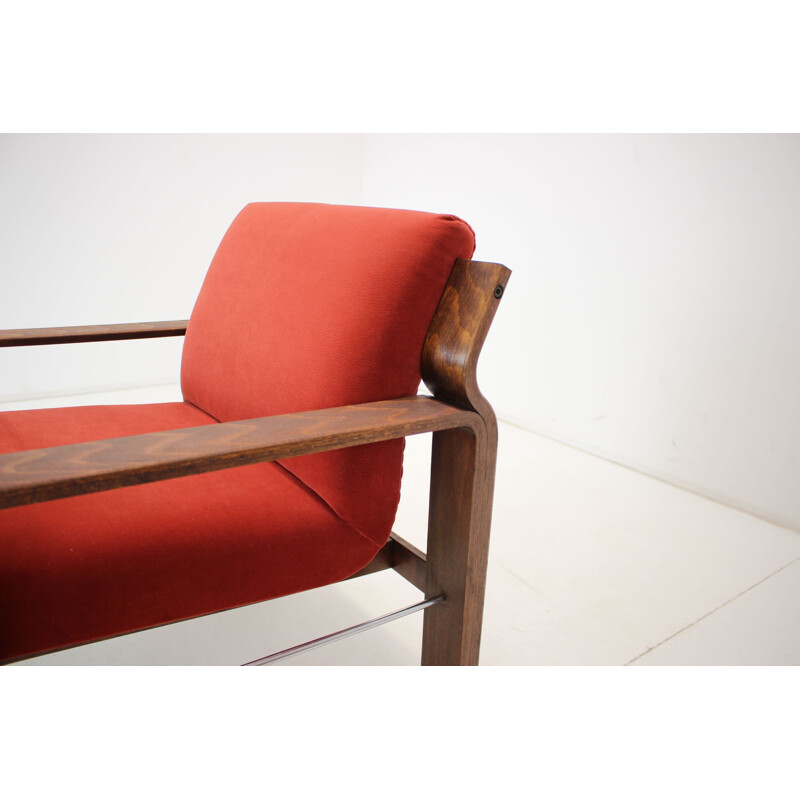 Pair of vintage wooden armchairs by Ludvík Volák for Dřevopodnik Holešov, Czech 1960