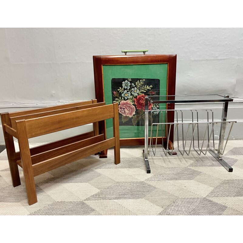 Vintage teak magazine rack, 1960s