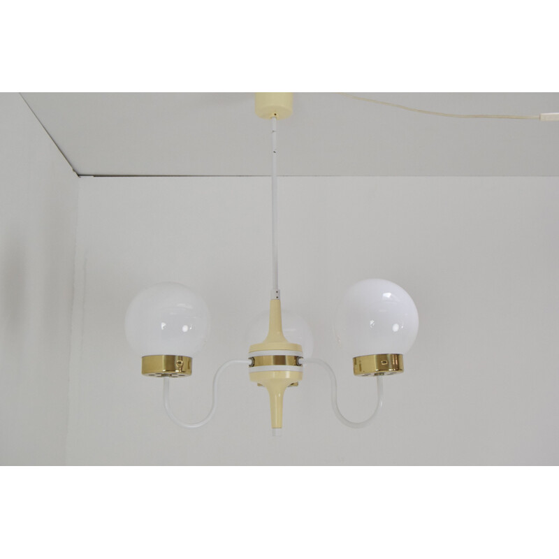 Mid-century milk glass chandelier by Instala, 1960s