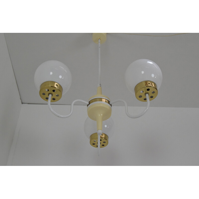 Mid-century milk glass chandelier by Instala, 1960s