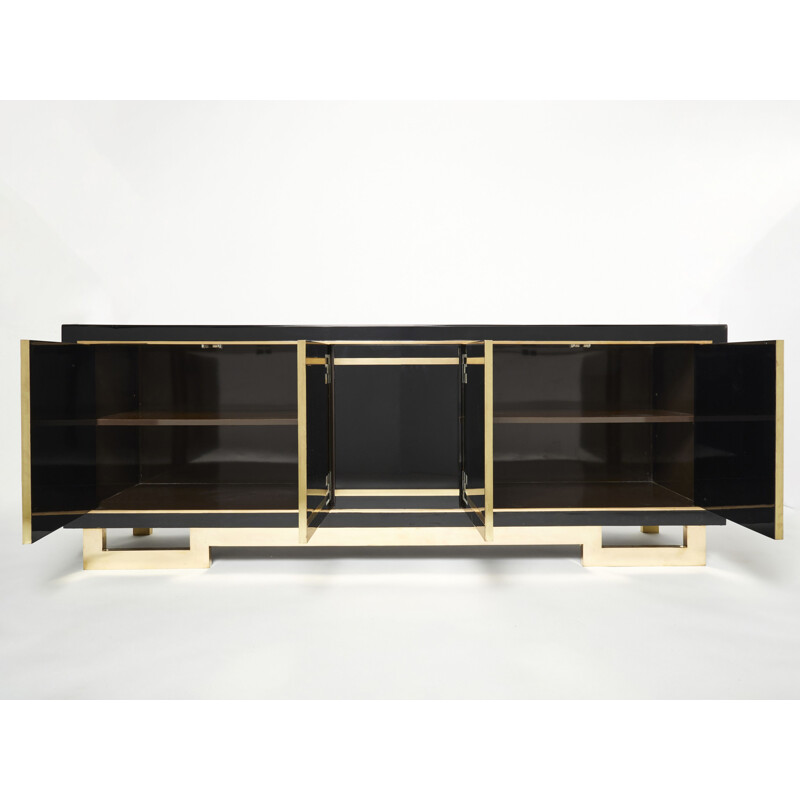 Vintage sideboard in black lacquer and brass by Guy Lefèvre for Maison Jansen, 1970