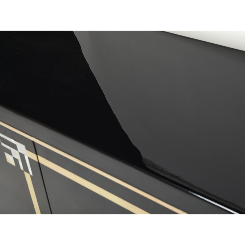 Vintage sideboard in black lacquer and brass by Guy Lefèvre for Maison Jansen, 1970