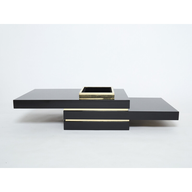 Mesa de centro vintage lacada en negro de Jean Claude Mahey para Roche Bobois, 1970