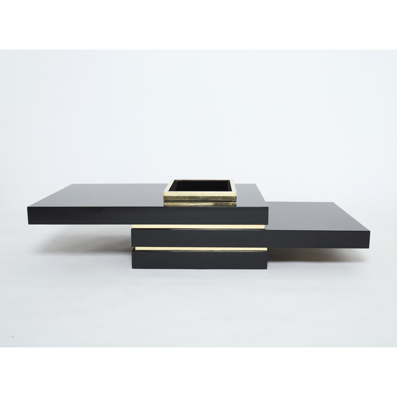 Vintage black lacquered coffee table by Jean Claude Mahey for Roche Bobois, 1970