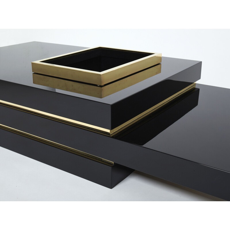 Vintage black lacquered coffee table by Jean Claude Mahey for Roche Bobois, 1970