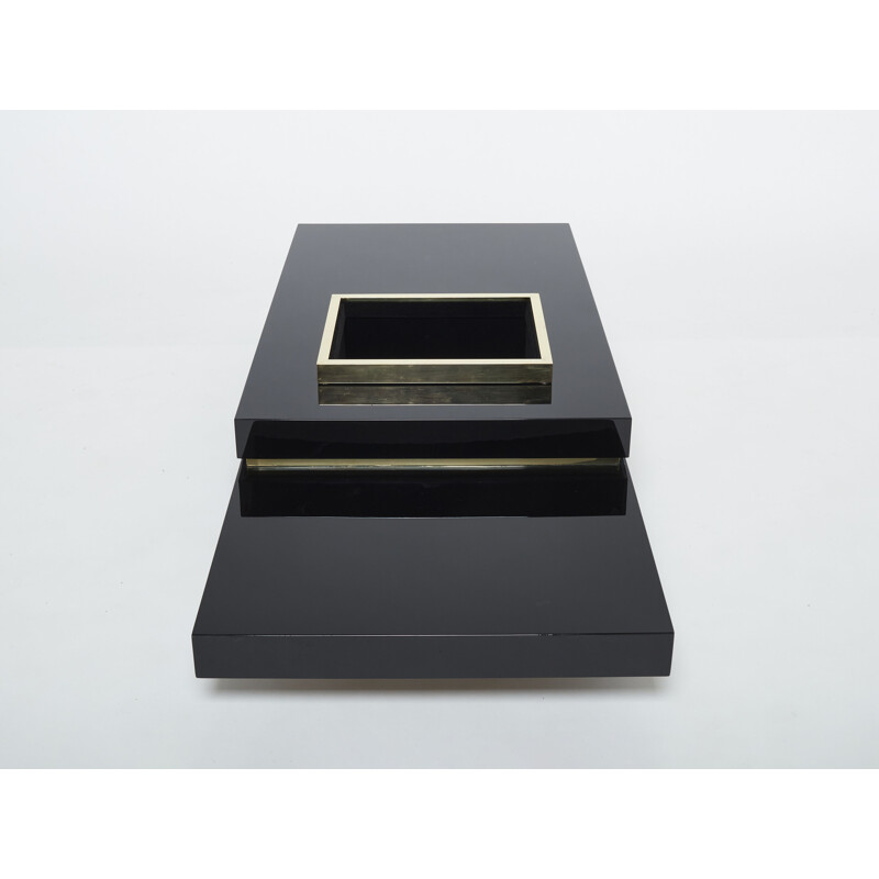 Vintage black lacquered coffee table by Jean Claude Mahey for Roche Bobois, 1970