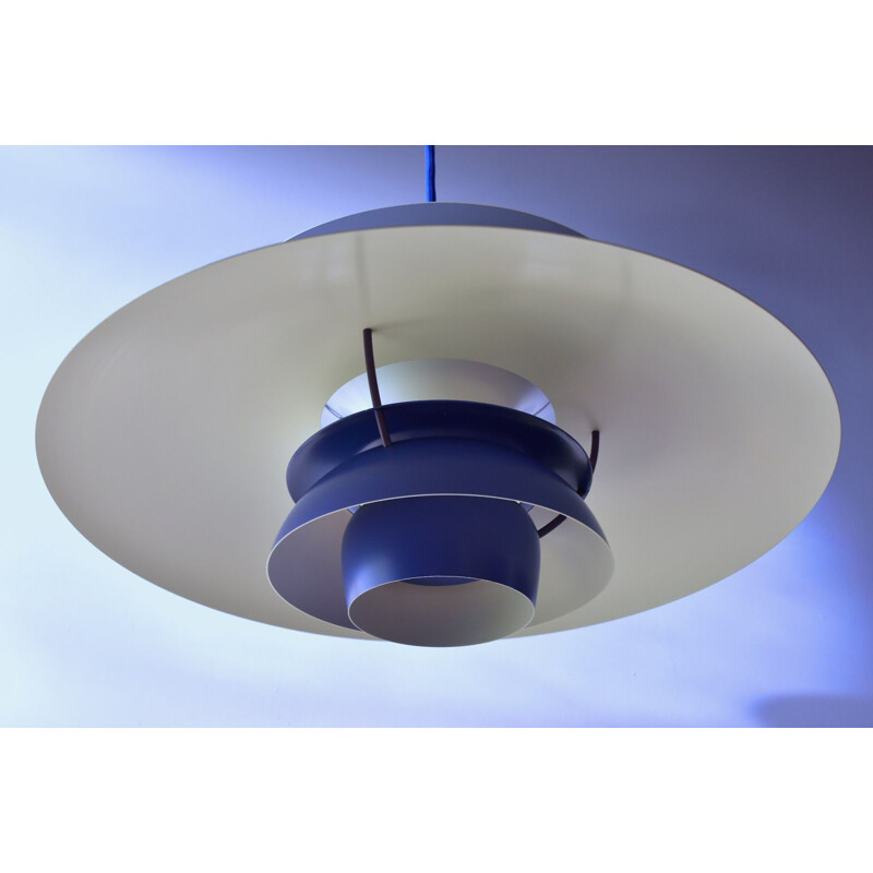 Suspension vintage PH 5 bleue par Poul Henningsen pour Louis Poulsen, Danemark