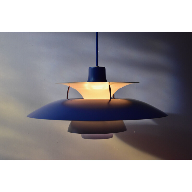 Vintage PH 5 blue pendant lamp by Poul Henningsen for Louis Poulsen, Denmark