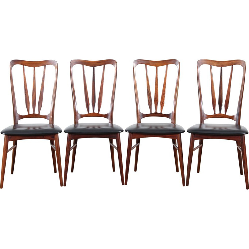 Ensemble de 4 chaises vintage Ingrid en palissandre de Rio par Niels Koefoed, 1960