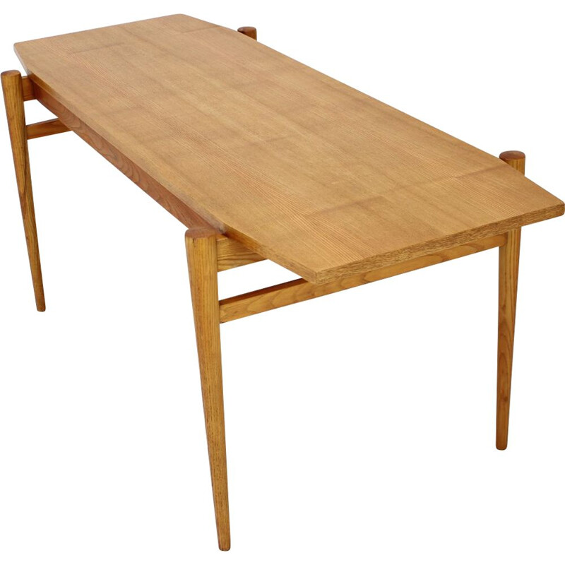 Vintage oak conference table by Dřevotvar, Czech 1970