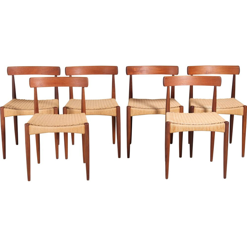 Set of 6 vintage Danish dining chairs by Arne Hovmand-Olsen for Mogens Kold, 1960s