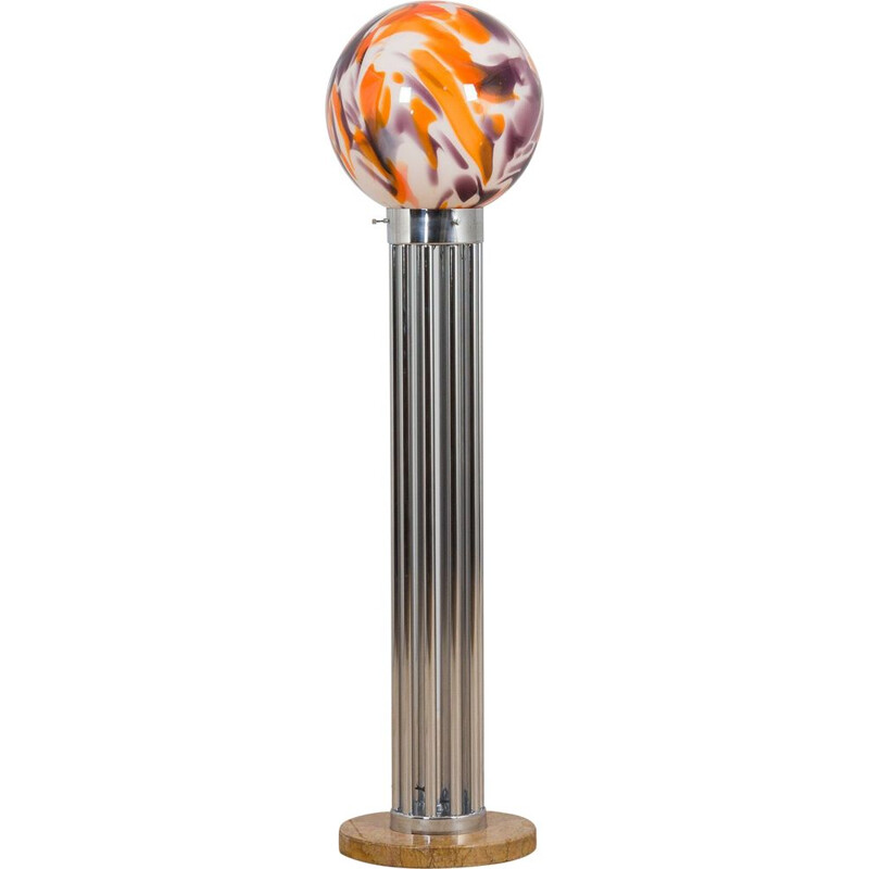 Vintage big colorful Murano glass globe floor lamp with marble base, Italy 1970s