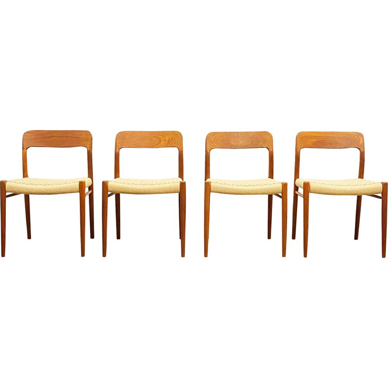 Set of 4 vintage teak dining chairs by Niels O. Møller, Denmark 1950s