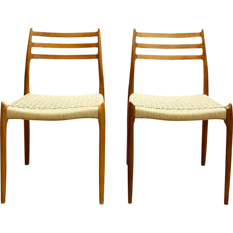 Paire de chaises vintage en teck par Niels O. Møller pour J.L. Moller, modèle 78, 1950