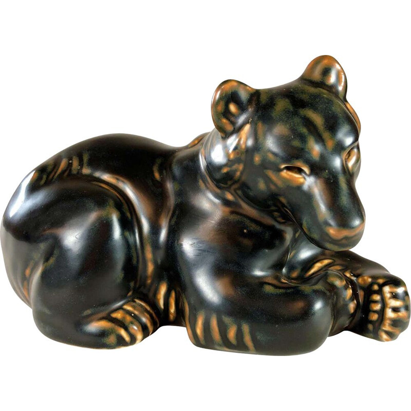 Figurine d'ours vintage en peluche danoise par Kyhn pour Royal Copenhagen, 1950