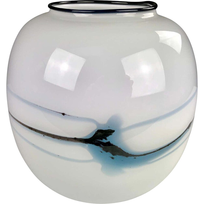 Vintage Deense glazen vaas van Michael Bang voor Holmegaard, 1980