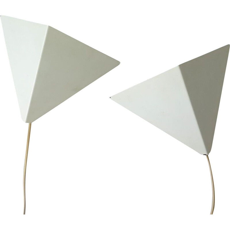 Pair of vintage white wall lamps, Denmark 1970s