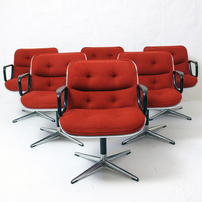 Ensemble de 6 fauteuils Knoll pivotants, Charles POLLOCK - 1970