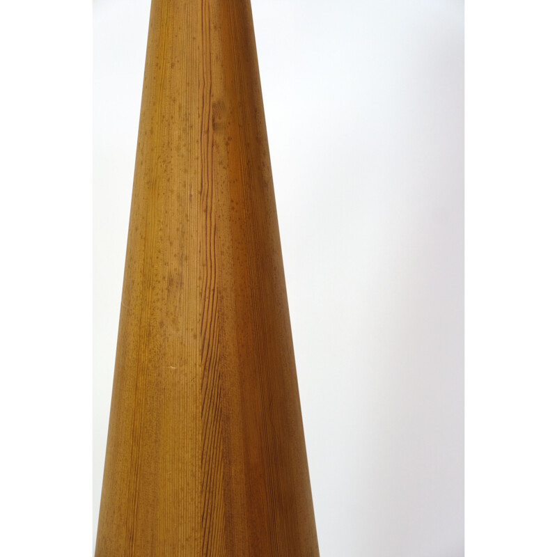 Vintage conical pine pendant lamp by Jorgen Wolf, 1960