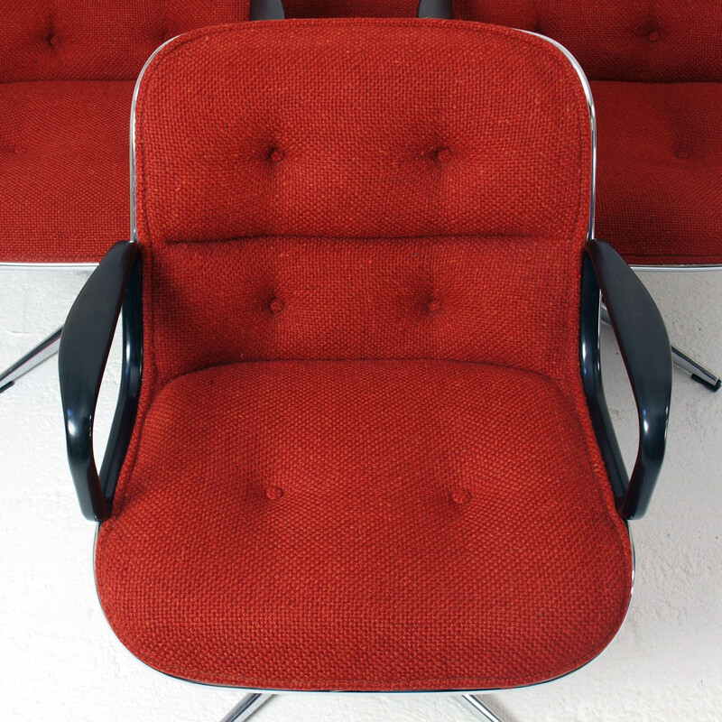 Set of 6 Knoll swivel chairs in fabric, Charles POLLOCK - 1970s