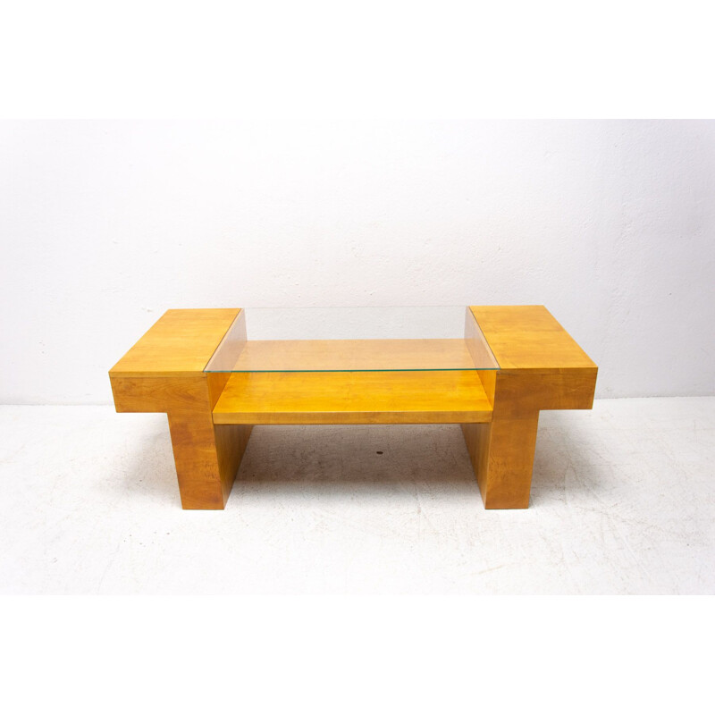 Vintage maple coffee table, Czechoslovakia 1970s