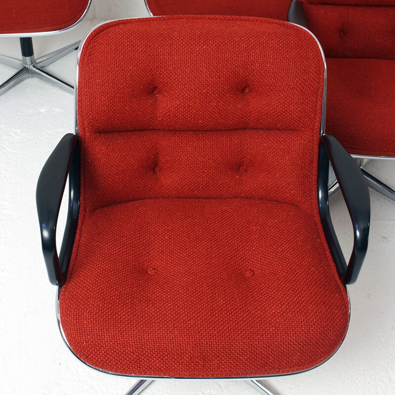 Set of 6 Knoll swivel chairs in fabric, Charles POLLOCK - 1970s