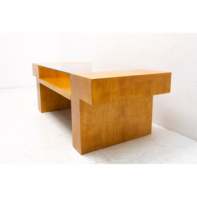 Vintage maple coffee table, Czechoslovakia 1970s