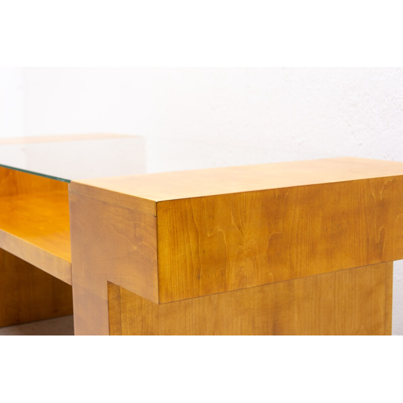 Vintage maple coffee table, Czechoslovakia 1970s