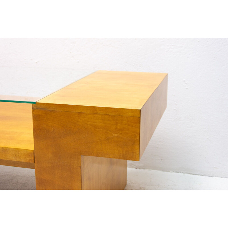 Vintage maple coffee table, Czechoslovakia 1970s