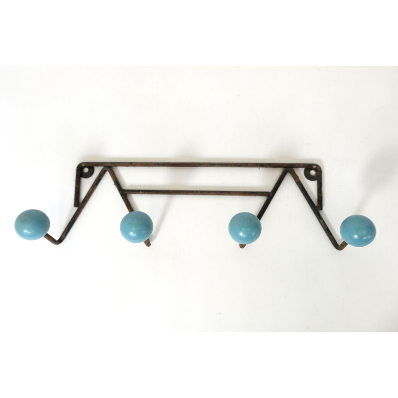 Vintage wood and metal coat rack, 1960-1970