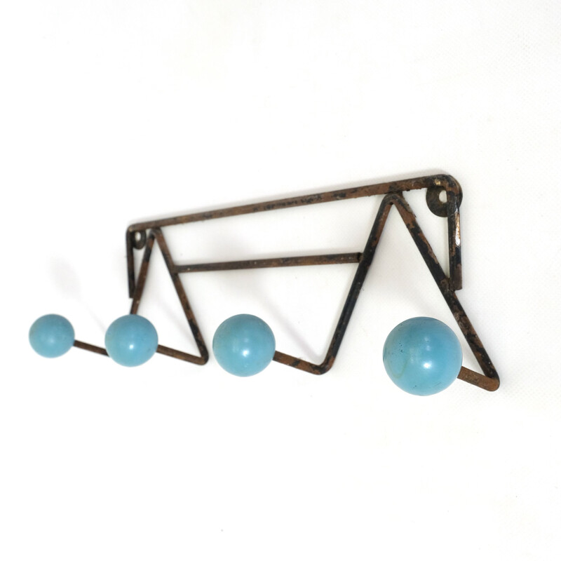 Vintage wood and metal coat rack, 1960-1970