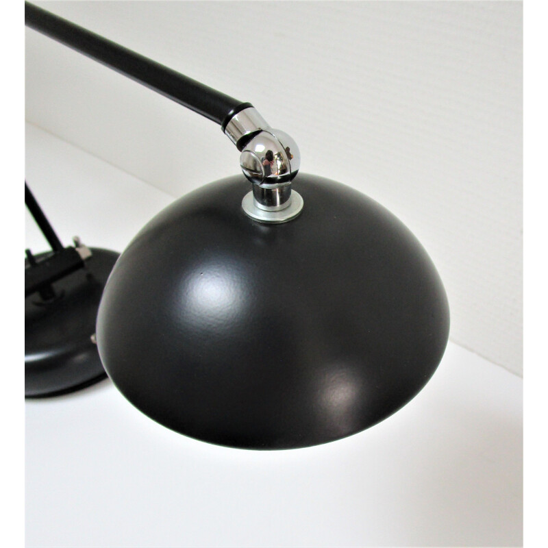 Vintage black metal counterbalanced halogen desk lamp, 1980-1990