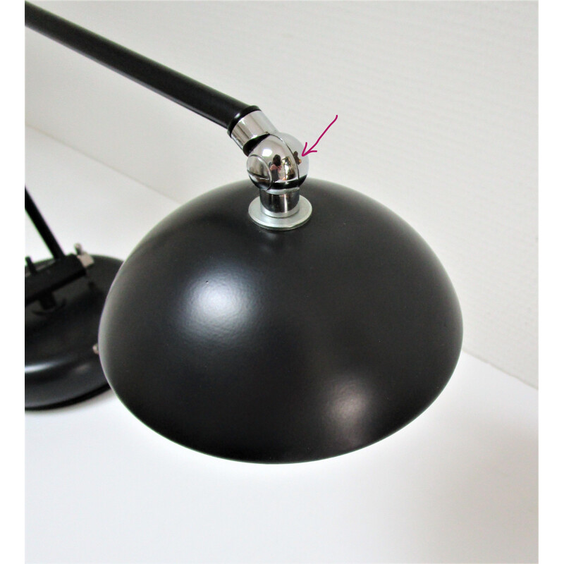 Vintage black metal counterbalanced halogen desk lamp, 1980-1990