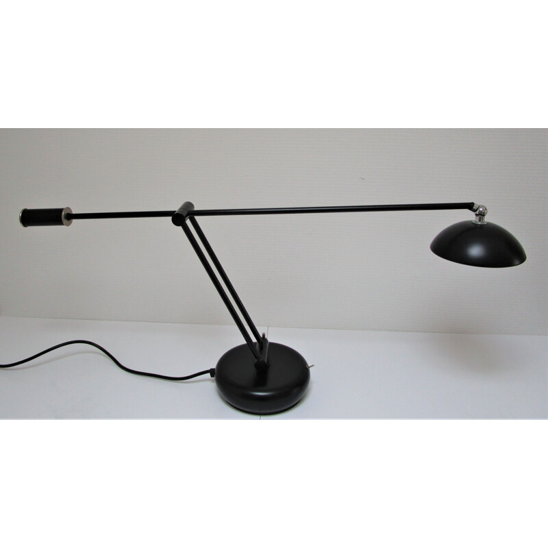 Vintage black metal counterbalanced halogen desk lamp, 1980-1990