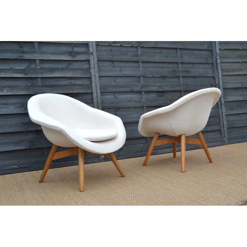 Pair of vintage beechwood armchairs by Frantisek Jirak for Tatra Nabytok, Czech Republic