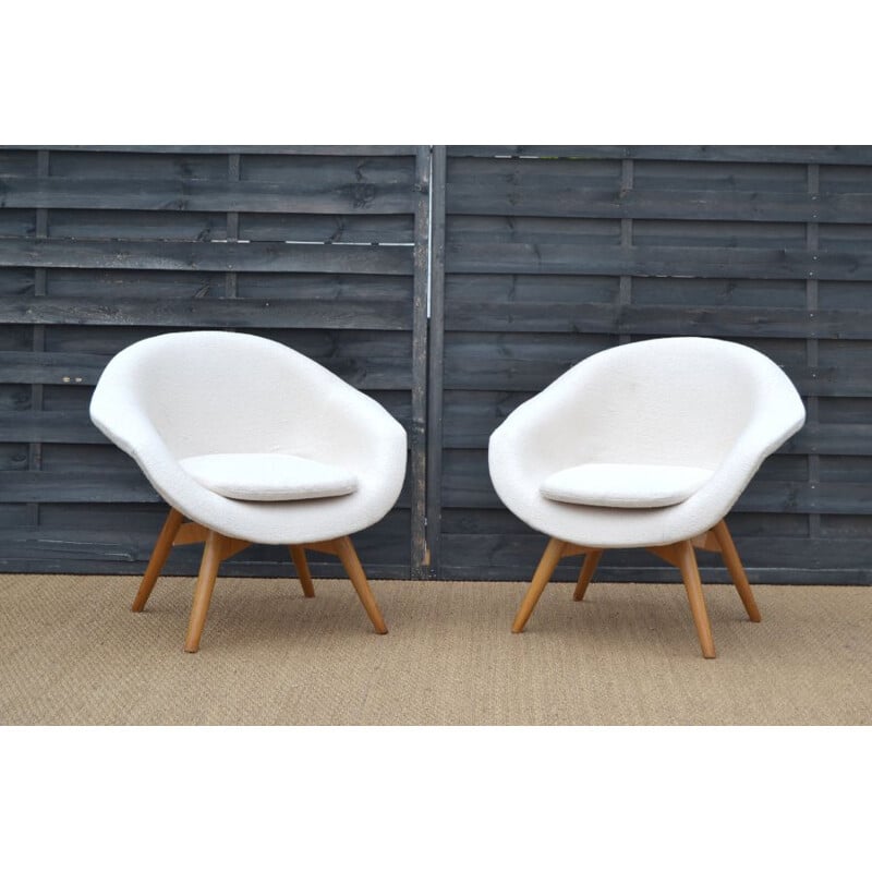 Pair of vintage beechwood armchairs by Frantisek Jirak for Tatra Nabytok, Czech Republic