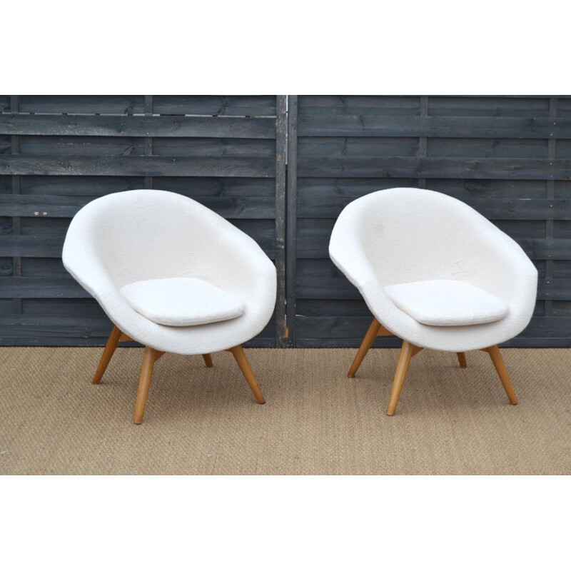 Pair of vintage beechwood armchairs by Frantisek Jirak for Tatra Nabytok, Czech Republic