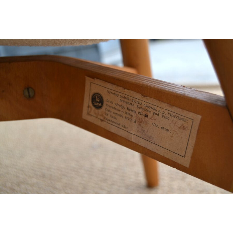 Pair of vintage beechwood armchairs by Frantisek Jirak for Tatra Nabytok, Czech Republic