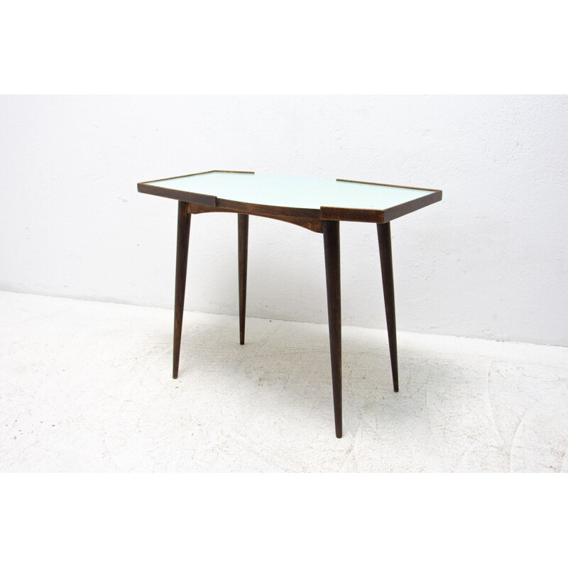 Mid century beechwood side table, Czechoslovakia 1960s