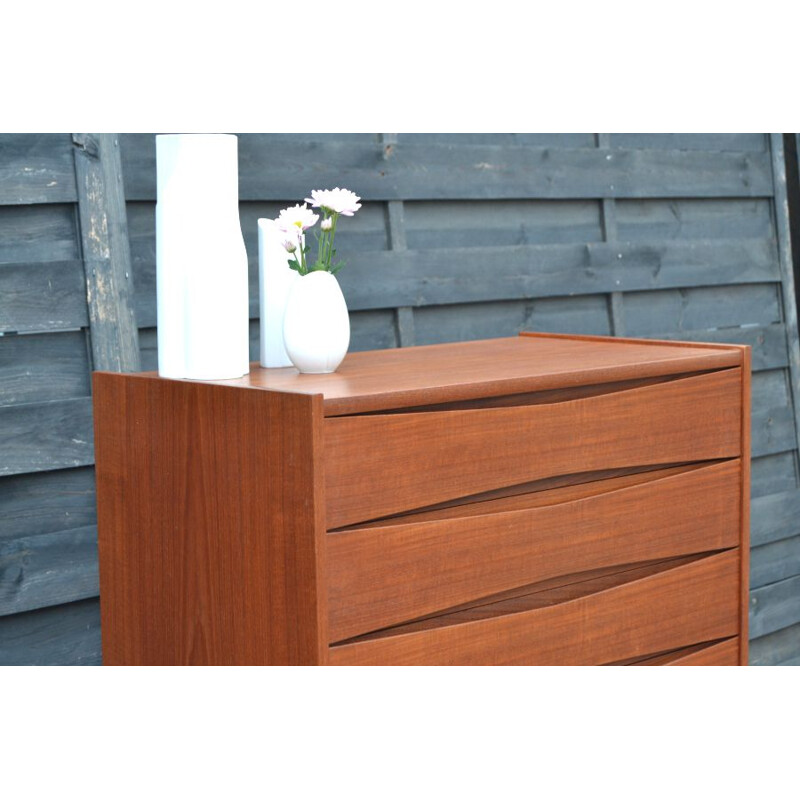 Vintage Danish teak chest of drawers with six drawers
