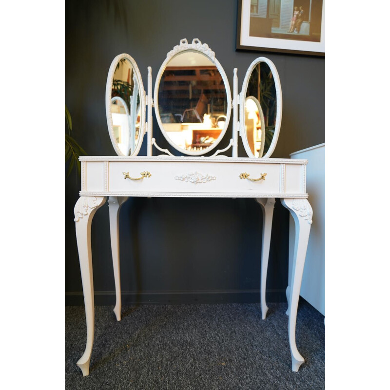 Vintage style Louis XIV French white dressing table