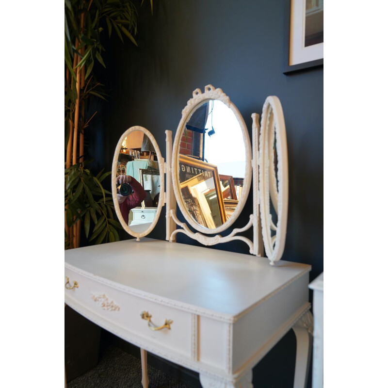 Vintage style Louis XIV French white dressing table