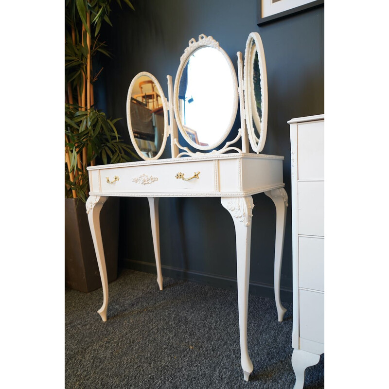 Vintage style Louis XIV French white dressing table