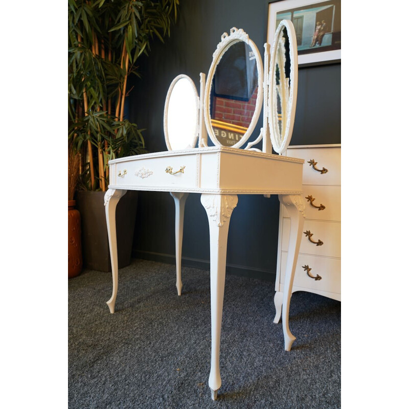 Vintage style Louis XIV French white dressing table