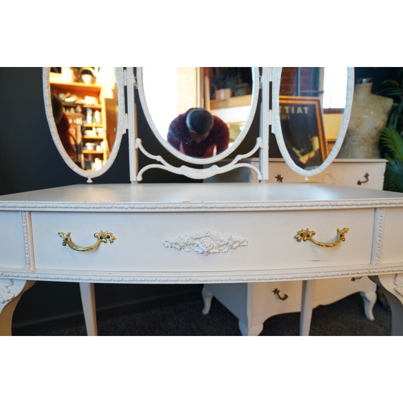 Vintage style Louis XIV French white dressing table