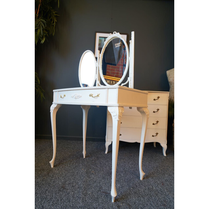 Vintage style Louis XIV French white dressing table