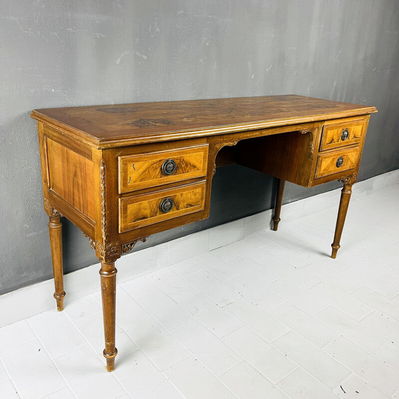 Vintage houten bureau, Italië 1950